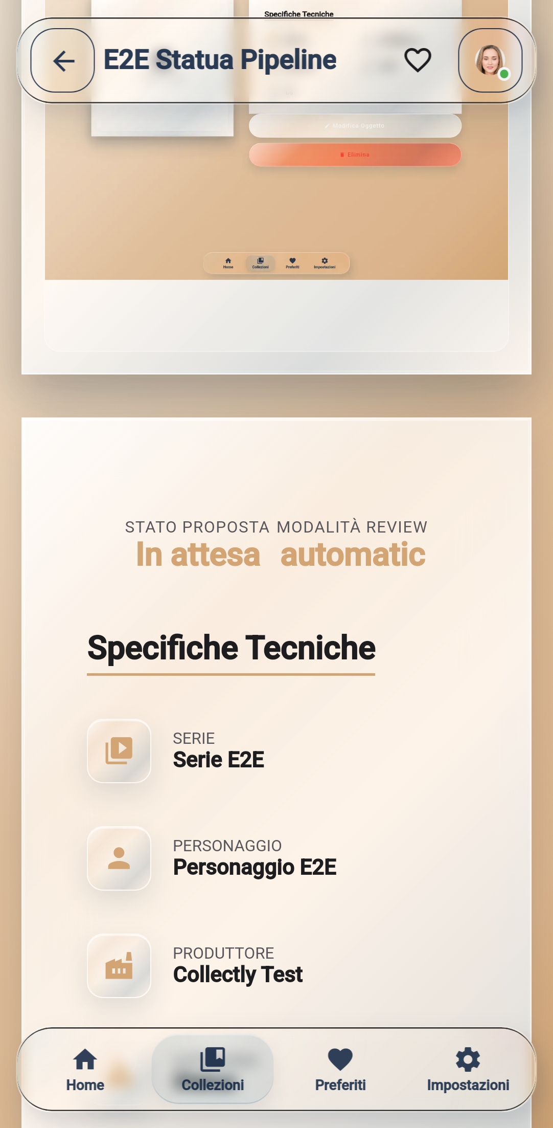 Schermata mobile WeCurio con proposta al catalogo globale in attesa